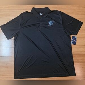Majestic Black Miami Marlins Polo Shirt 3XL